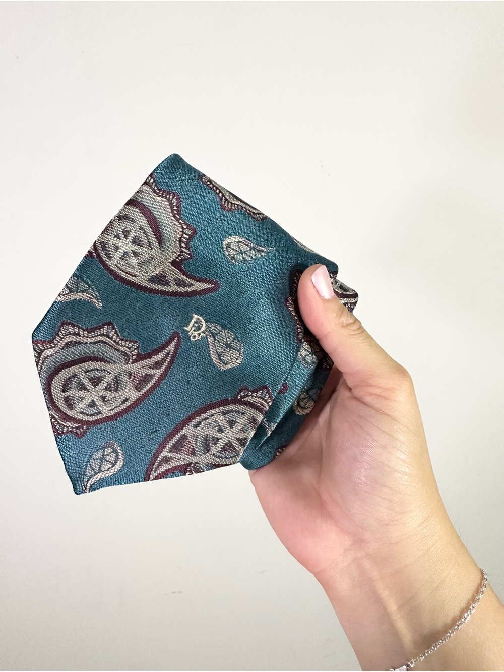 Vintage Christian Dior Monsieur Teal Paisley Neck Tie